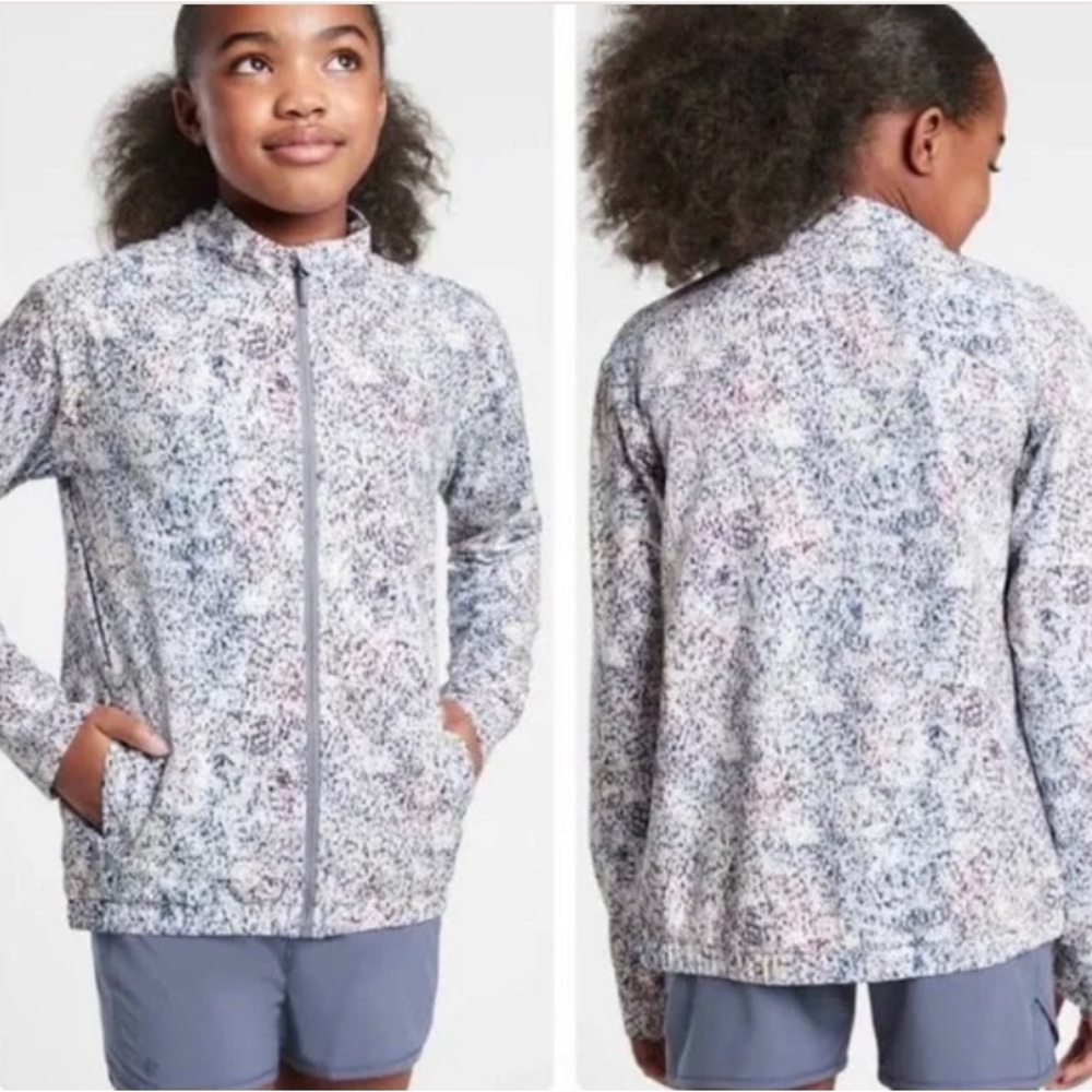 Athleta Girl Ice Storm Full Zip Jacket Sz Large Blue White